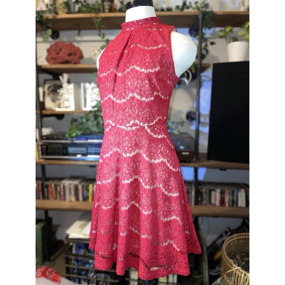 Y2K LOVE FIRE SLEVELESS LACE MINI FIT AND FLARE DRESS - Picture 1 of 8